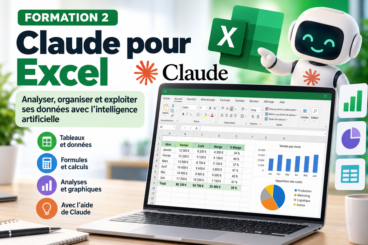 Formation 2 — Claude pour Excel : Analyser, organiser et exploiter ses données avec l’intelligence artificielle